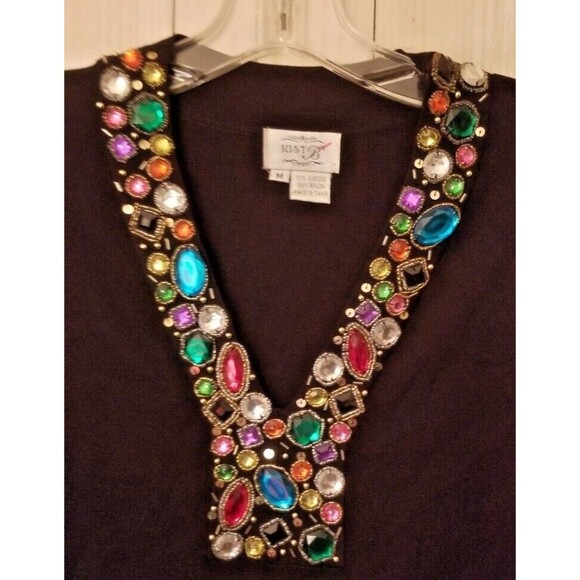 Just B Tops - Jeweled Beaded Knit Top Women's Boutique CHIC Unique Event Elegant Medium